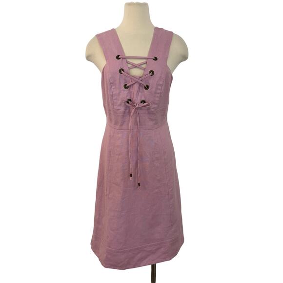 J. Crew Structured Lace-Up Linen Dress Tailored Lilac Size 6 Tall NWT - Picture 1 of 11